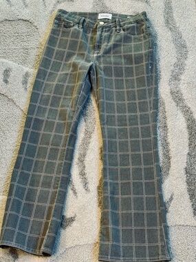 Frame Denim Gray Plaid Straight Leg Jeans
